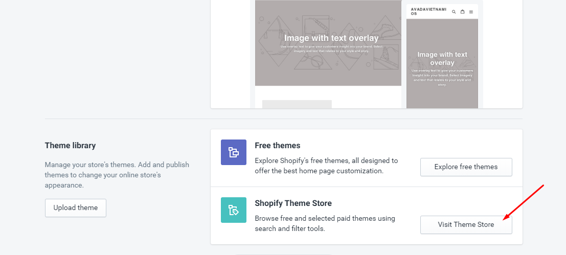 Click Visit Theme Store button