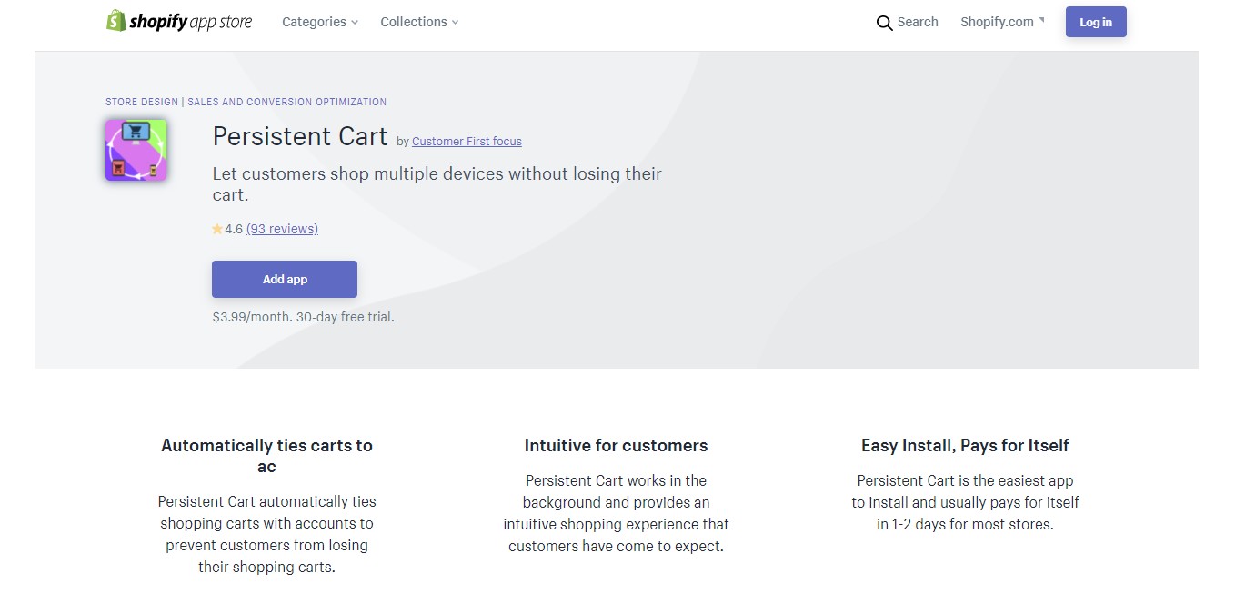 Persistent Cart by Customer First focus